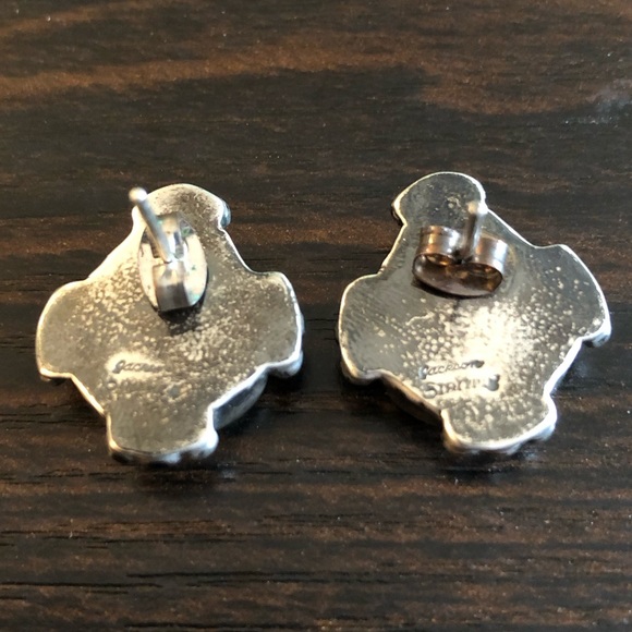 Vintage Tommy Jackson Navajo Sterling Silver and Turquoise Stud Earrings - Picture 2 of 2